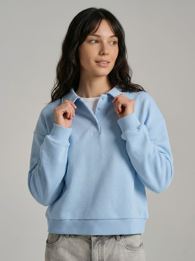 Свитшот без начеса с воротничном