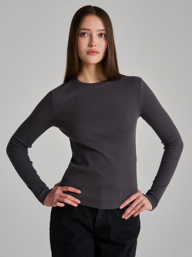 Облегающий лонгслив в рубчик