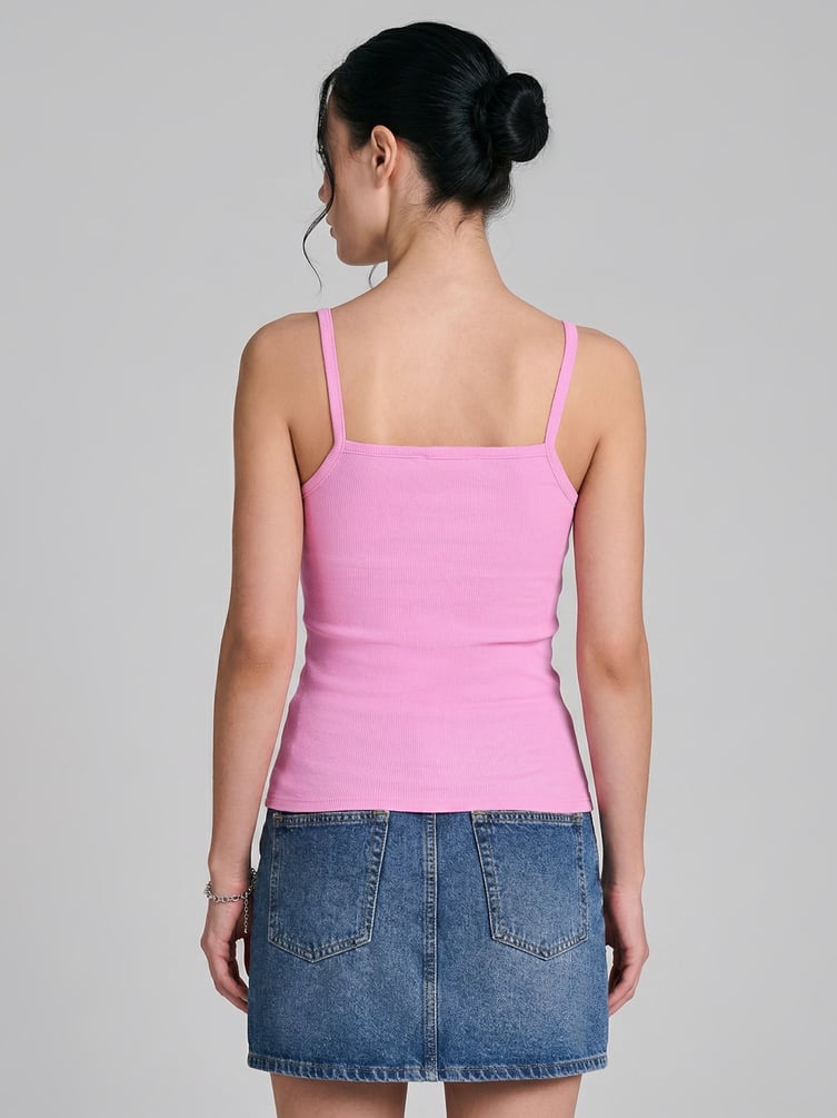 Топ в рубчик на тонких бретелях