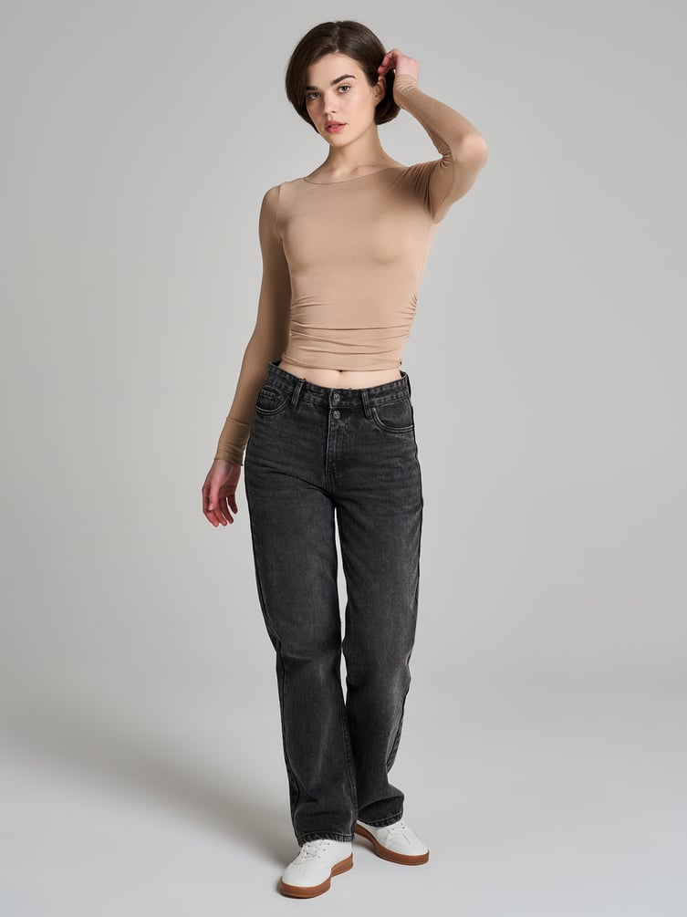 Лонгслив из вискозы с драпировкой