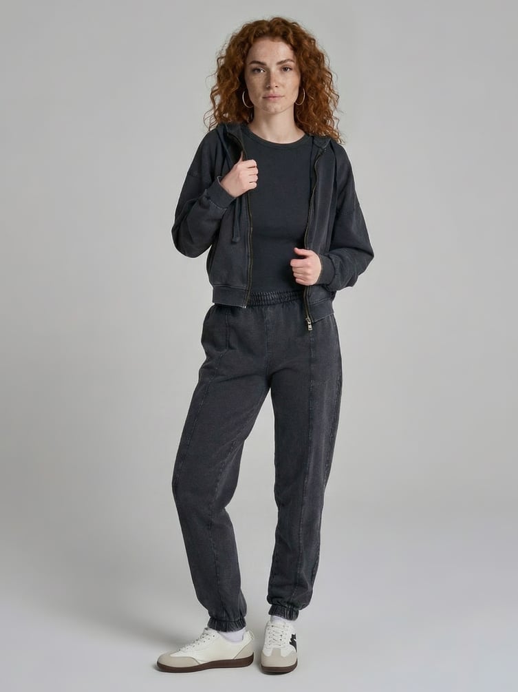 Зип худи оверсайз с вареным эффектом