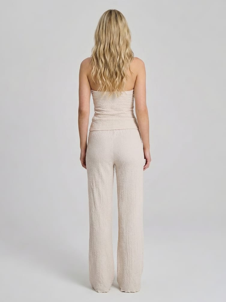 Брюки прямые летние из жатой ткани