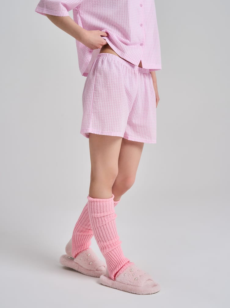 Пижама в клетку с рубашкой и шортами
