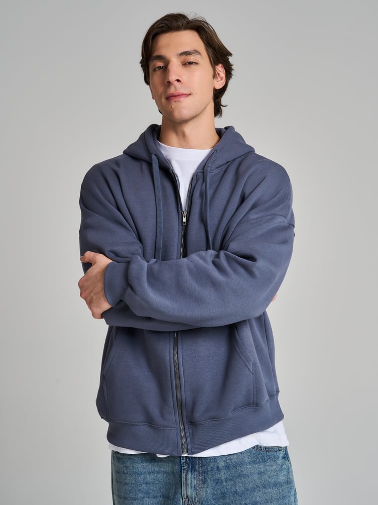 Зип худи оверсайз с начесом на молнии