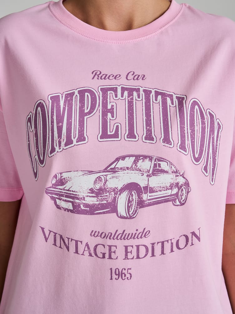 Футболка оверсайз с принтом ретро автомобиля