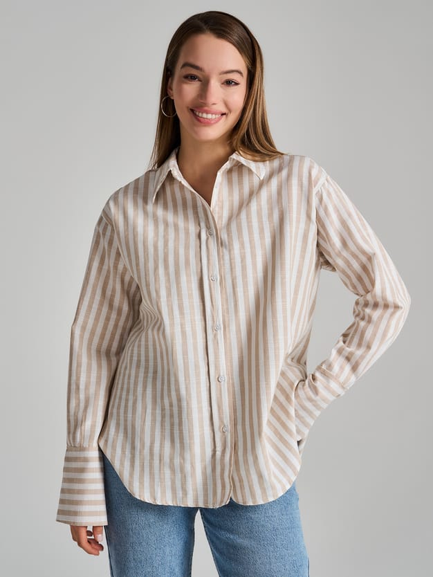 Плотная классическая рубашка в полоску