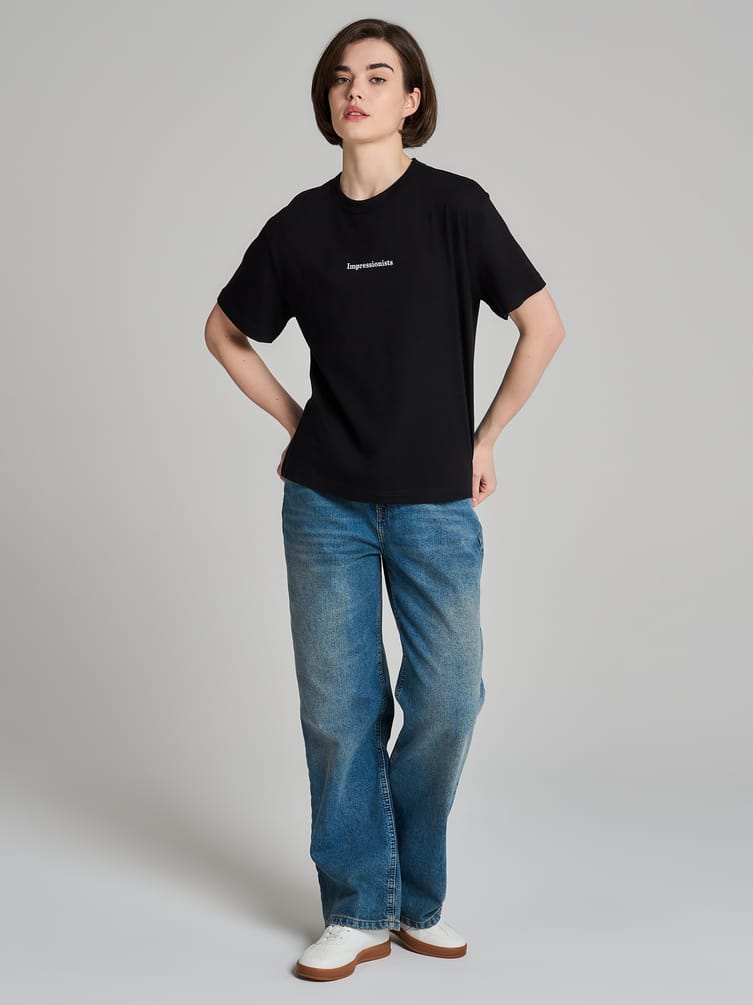 Футболка из хлопка с принтом на спине