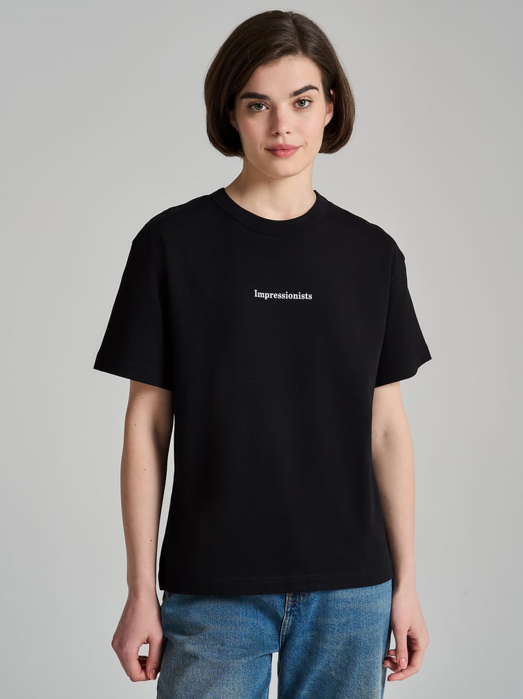 Футболка из хлопка с принтом на спине