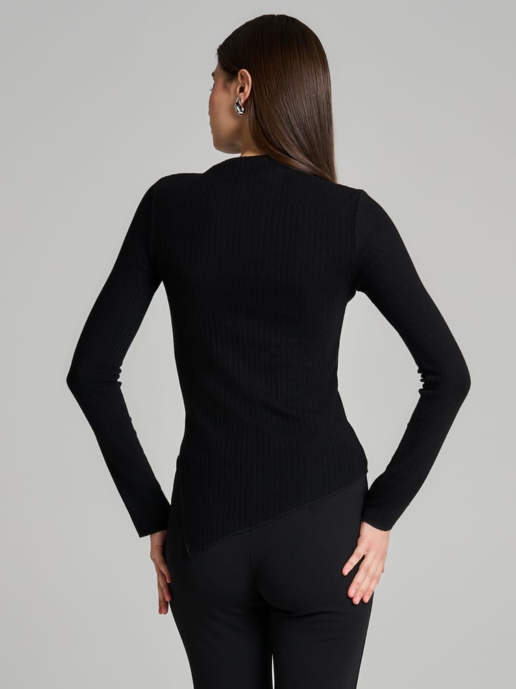 Лонгслив асимметричный в рубчик