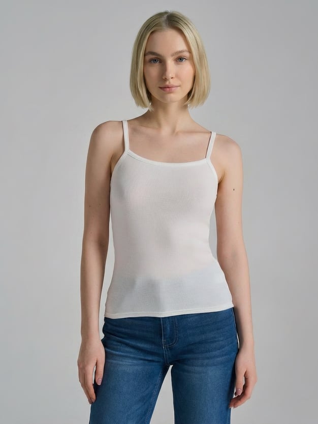 Топ в рубчик на тонких бретелях