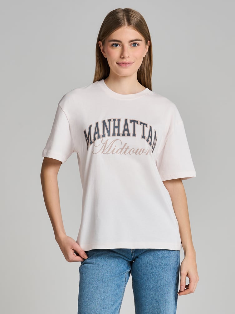 Хлопковая футболка оверсайз с надписью