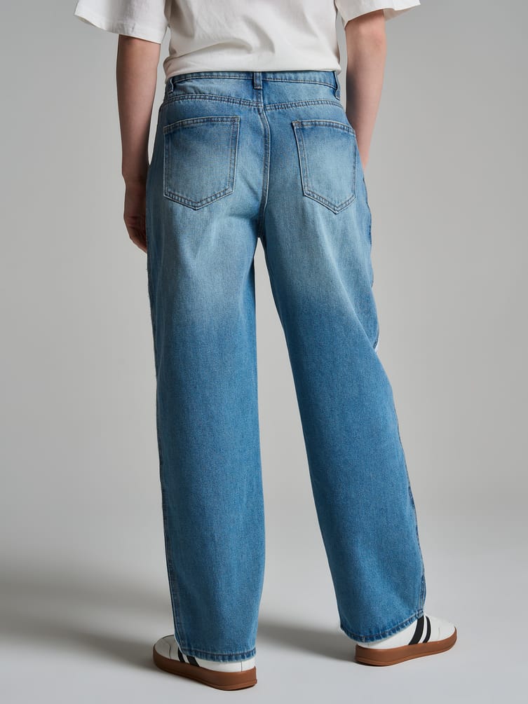 Джинсы широкие Balloon с лампасами