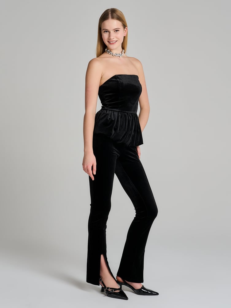 Корсет бархатный нарядный с баской