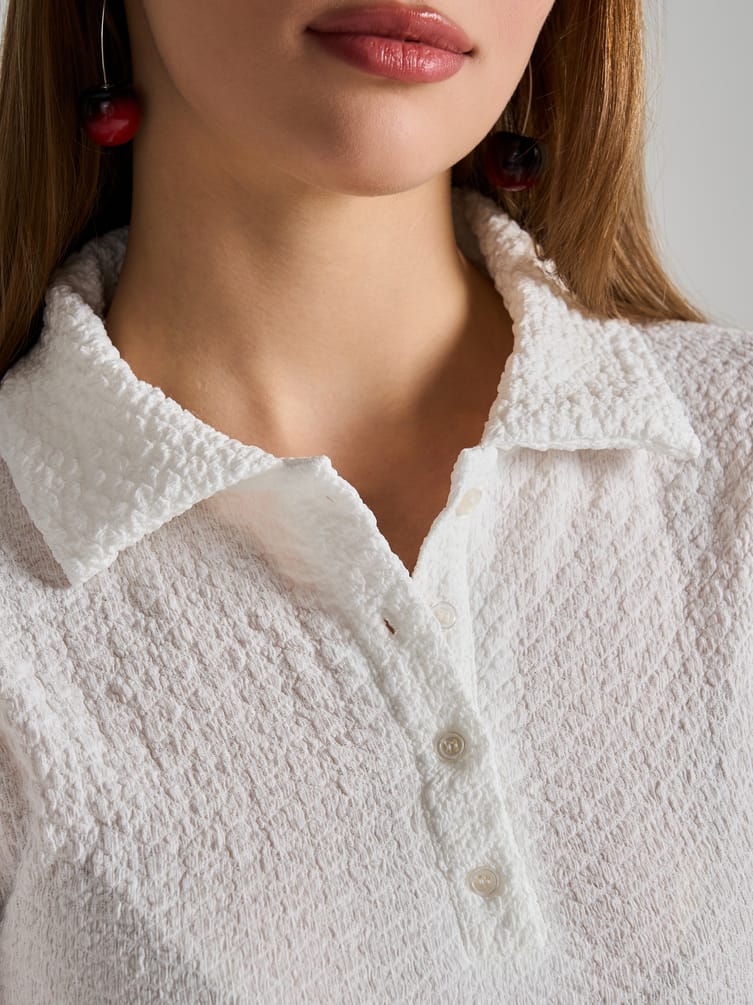 Поло с длинным рукавом их жатого материала