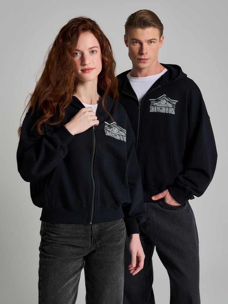 Толстовка оверсайз с капюшоном с принтом Russian Vibes