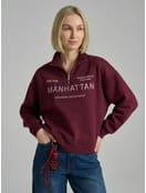 Толстовка теплая с полузамком с вышитой надписью