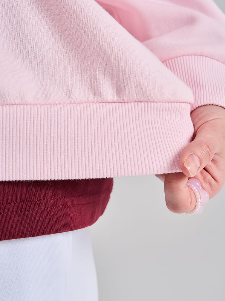 Теплая толстовка оверсайз с полузамком и начесом