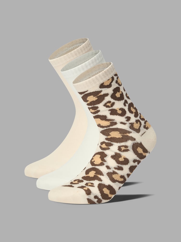 Носки - 3 пары высокие леопардовые