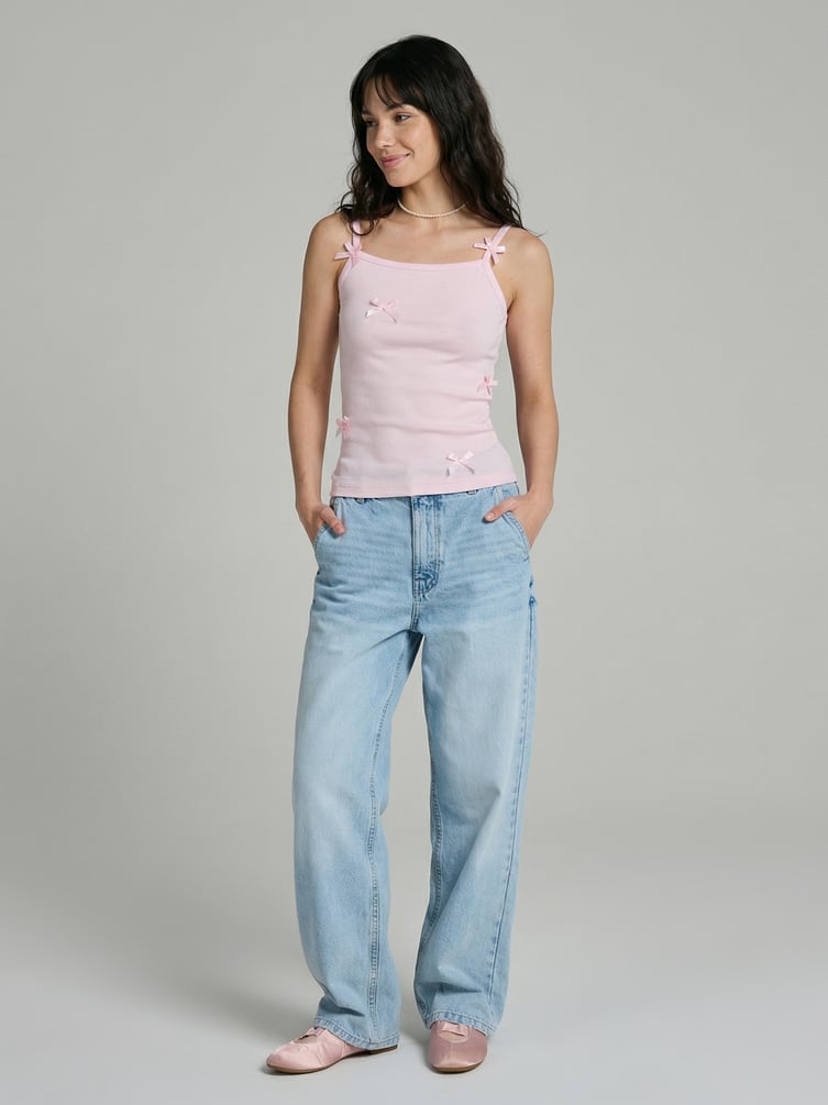 Майка в рубчик с бантиками