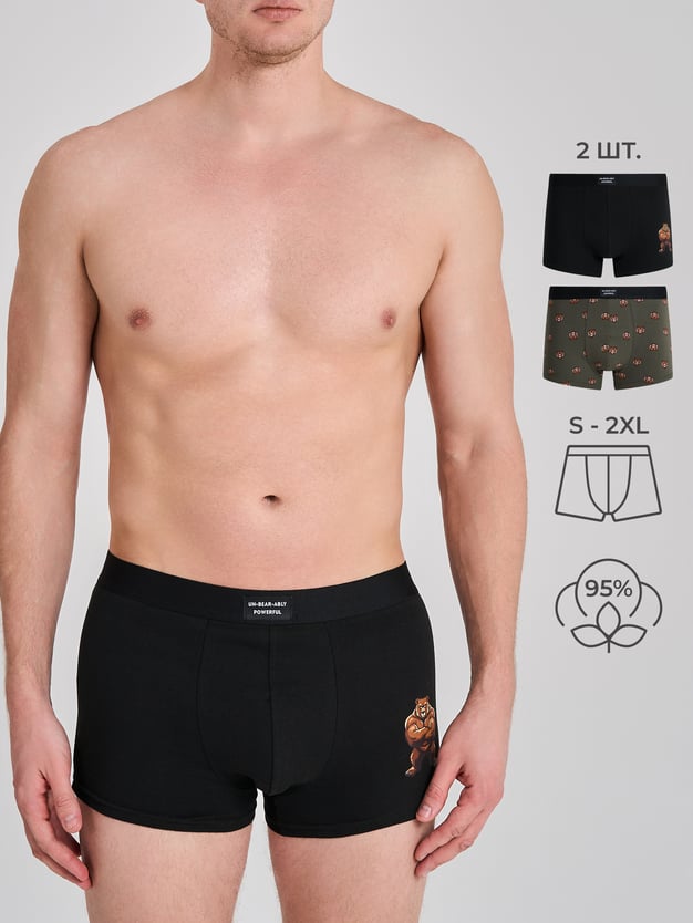 Трусы-боксеры - 2 шт. с принтом медведя