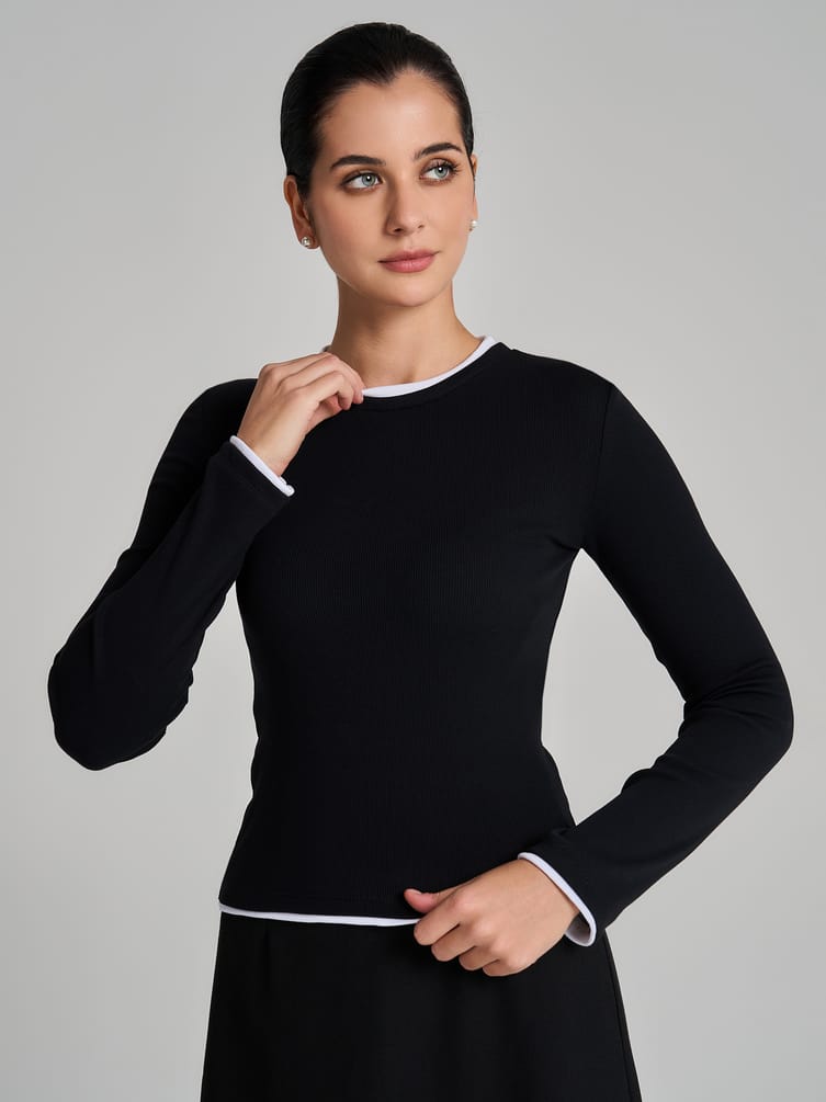 Лонгслив приталенный с длинным рукавом