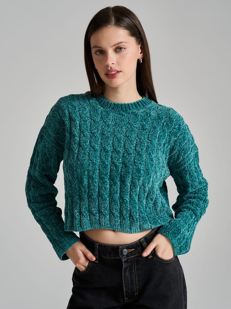 Джемпер трикотажный с косами