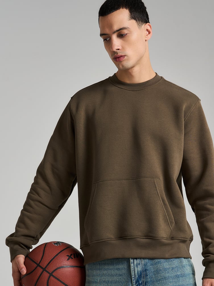 Теплый свитшот с принтом на спине и начесом