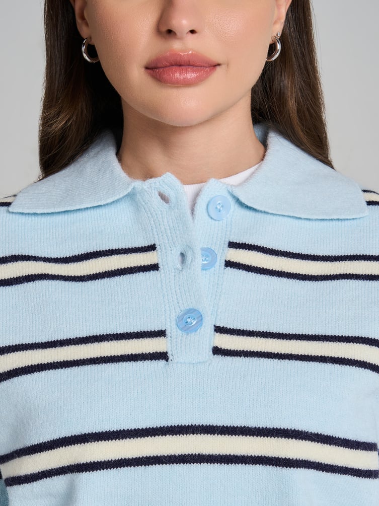 Свитер-поло в полоску