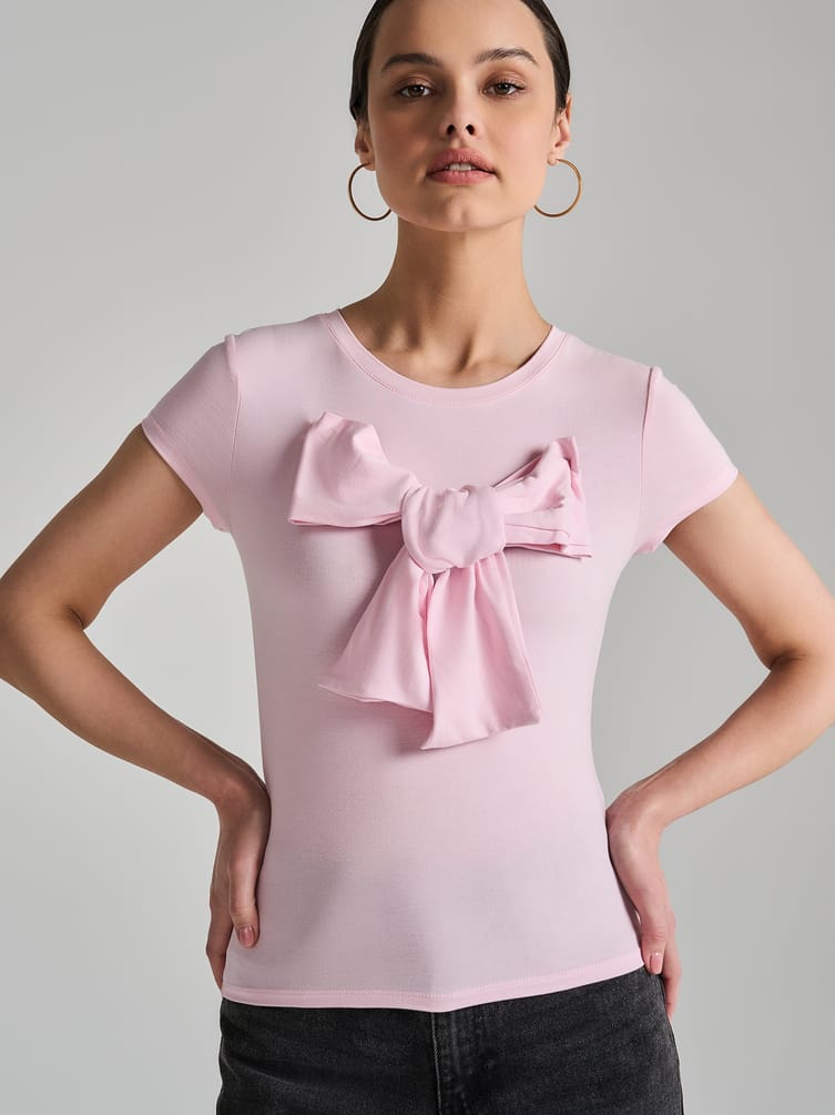 Футболка облегающая с бантом