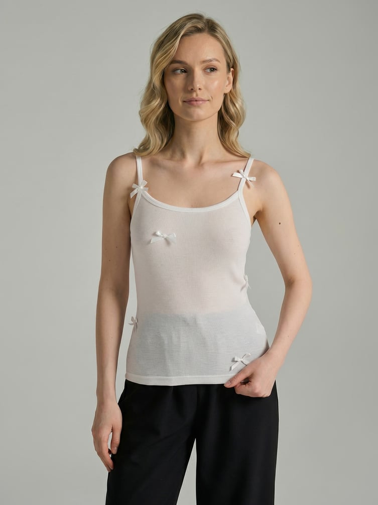 Майка в рубчик с бантиками