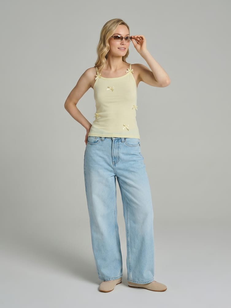 Майка в рубчик с бантиками