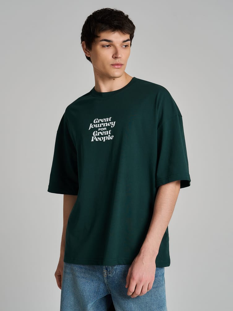 Футболка оверсайз с принтом гор на спине