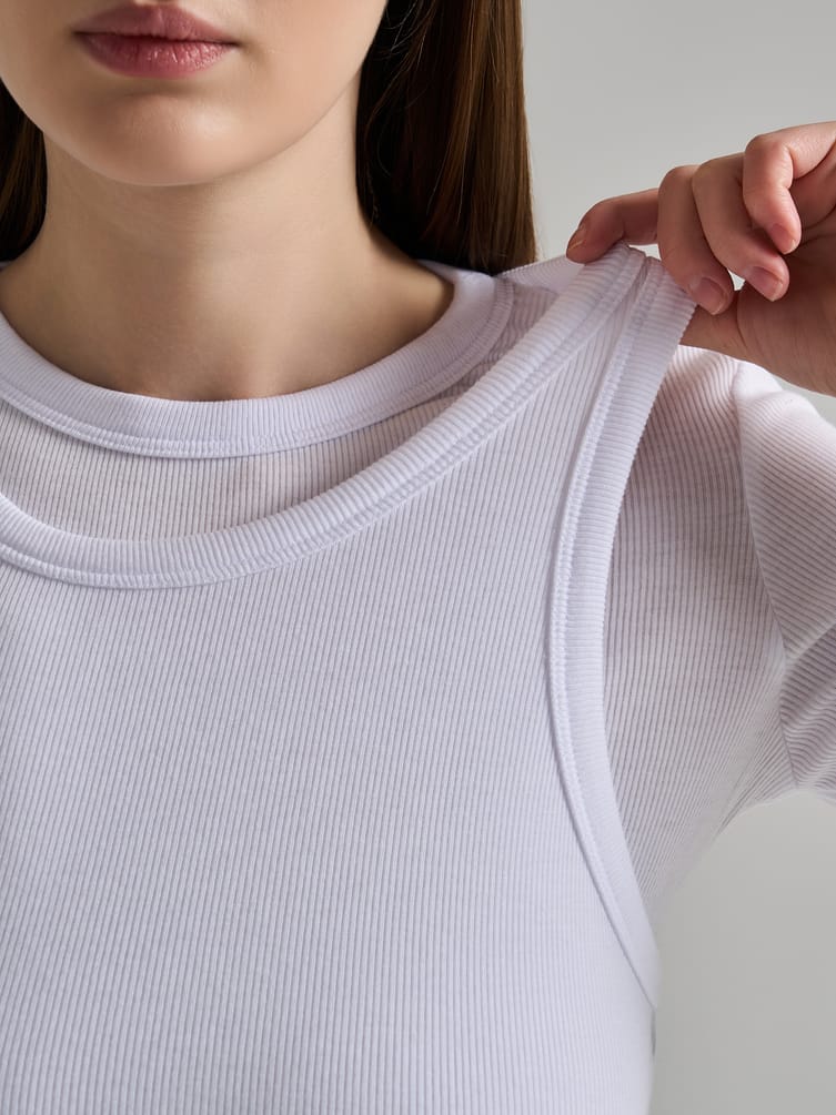 Лонгслив с майкой в рубчик