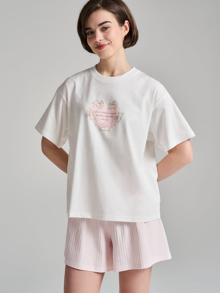Хлопковая пижама с принтом и шортами