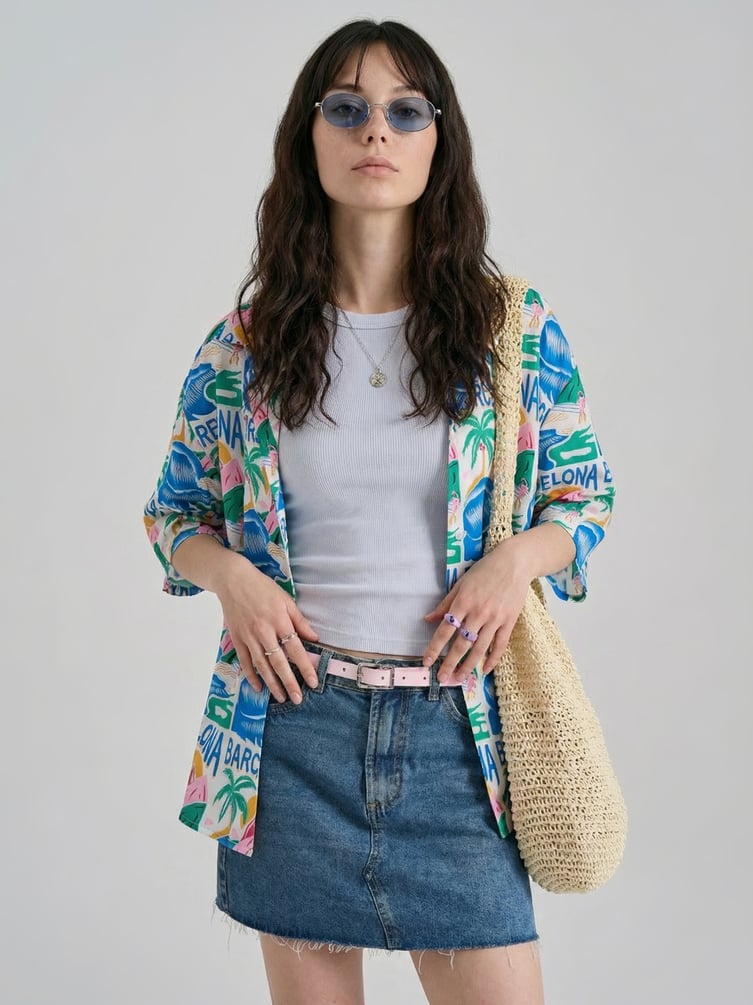 Рубашка гавайская с принтом