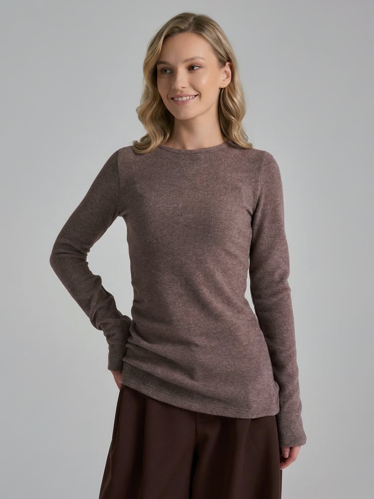 Лонгслив асимметричный с драпировкой