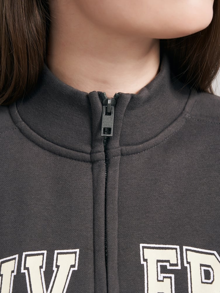 Утепленная толстовка оверсайз с надписью и начесом