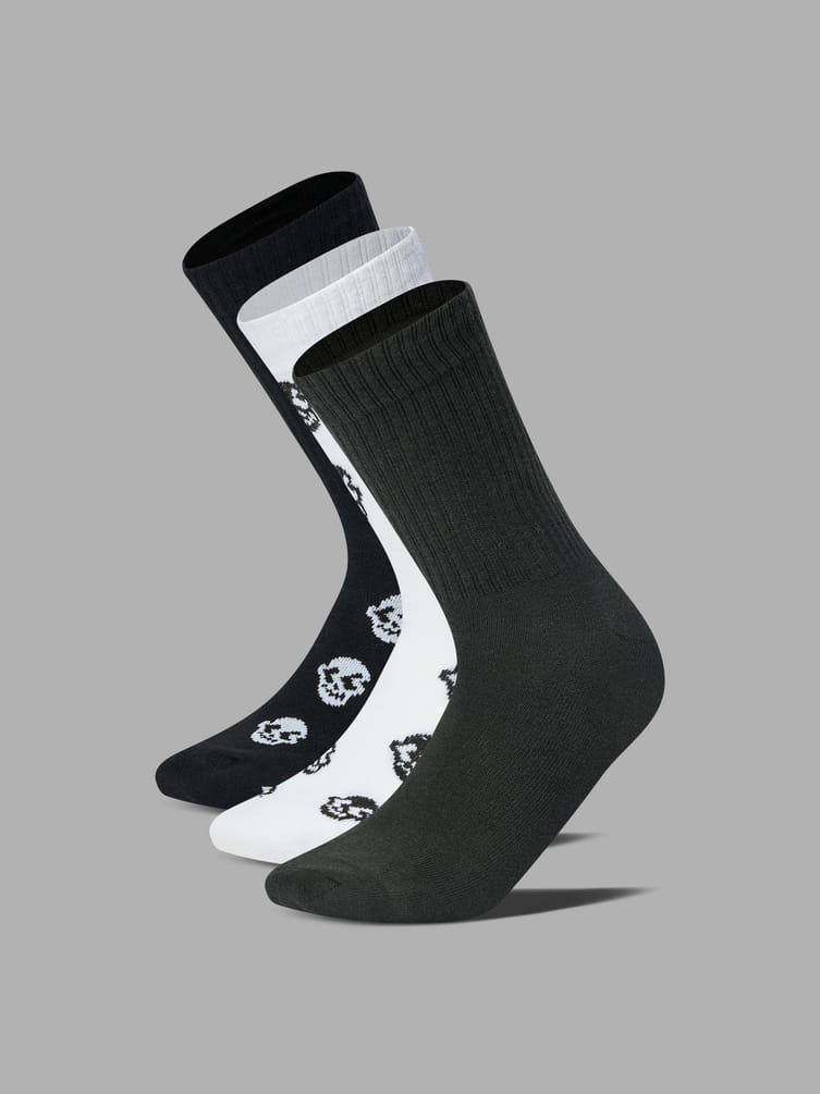Носки - 3 пары высокие с принтом черепа
