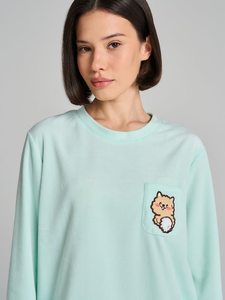 Пижама теплая с нашивкой корги и брюками