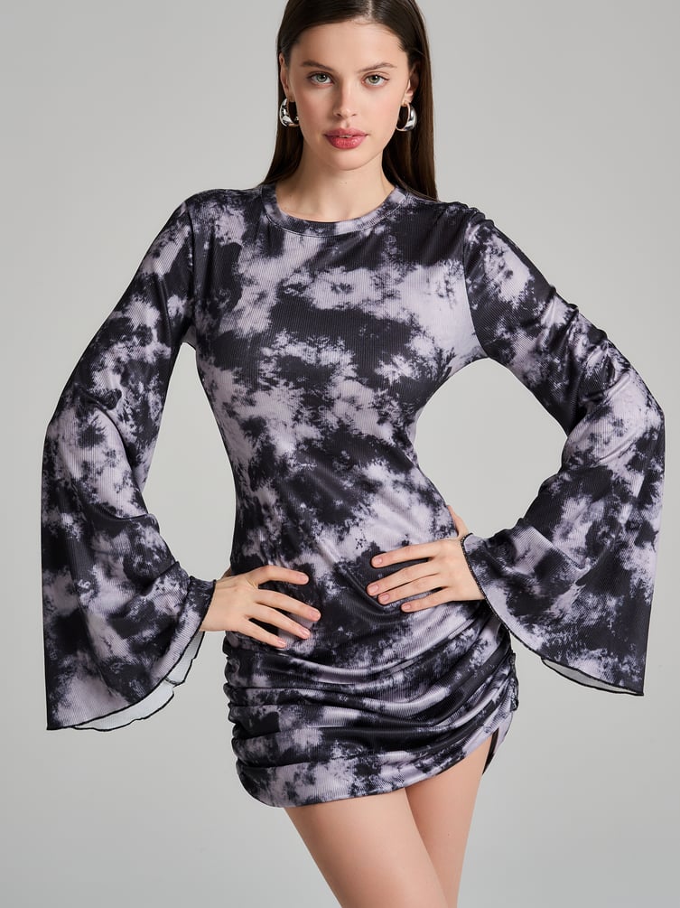 Платье лапша с завязками и драпировкой