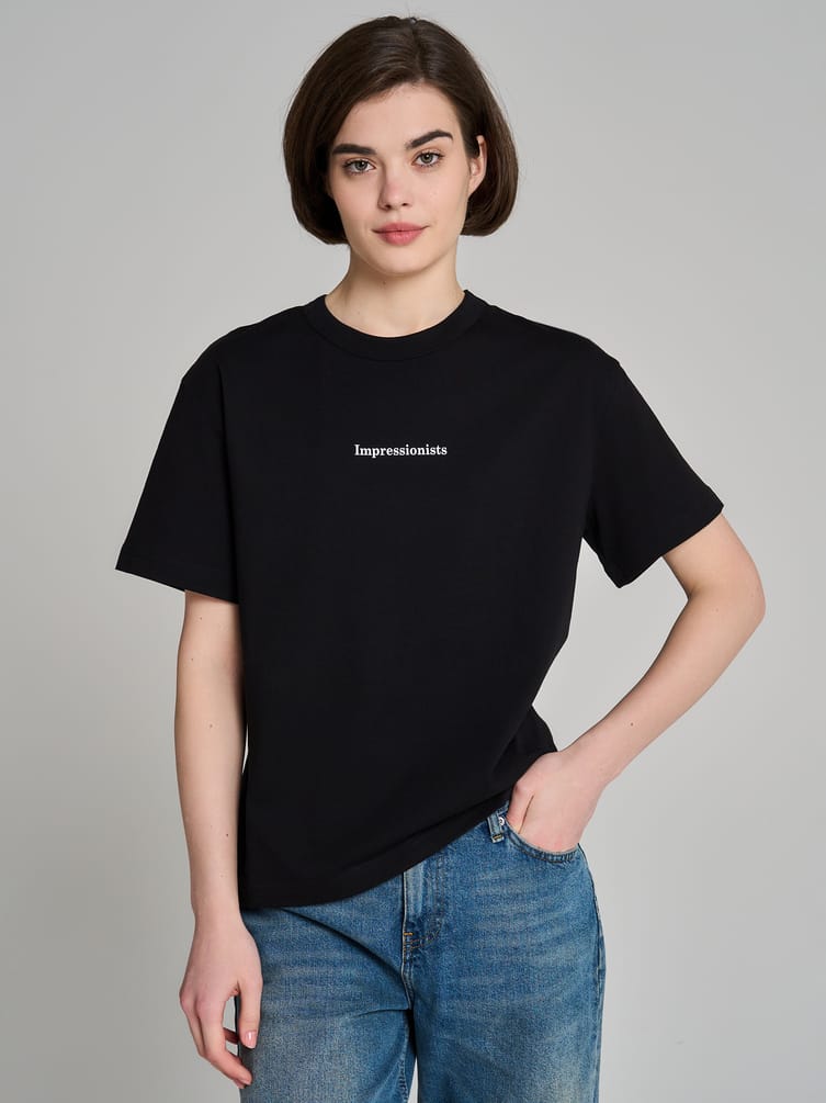 Футболка из хлопка с принтом на спине