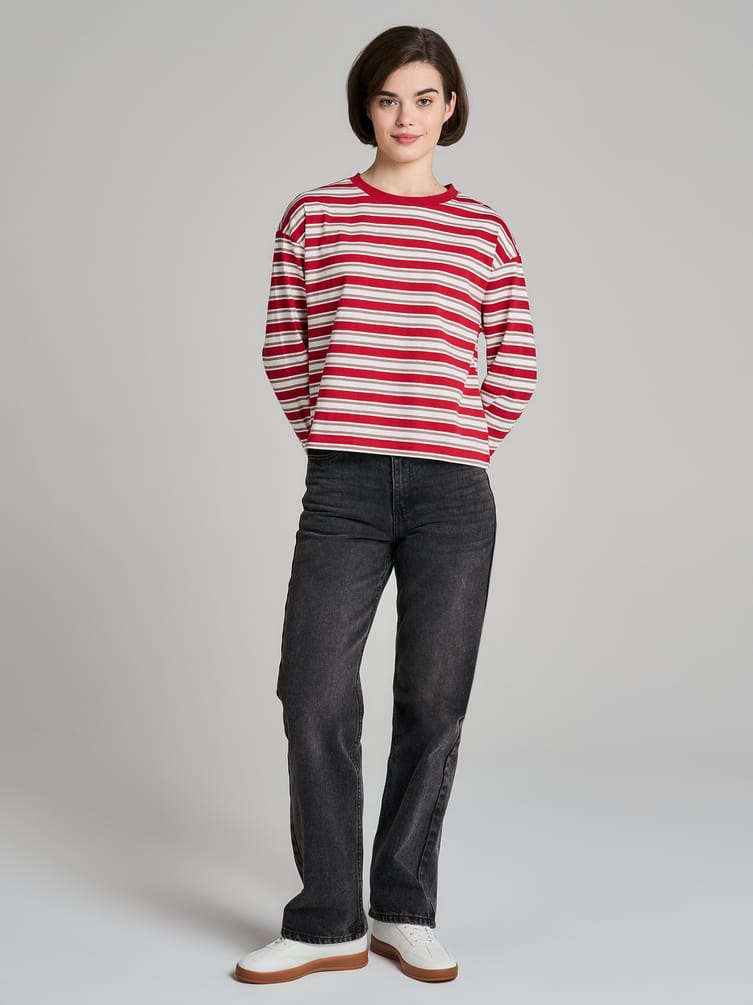 Лонгслив в полоску с длинным рукавом