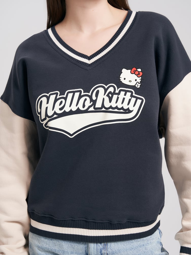 Теплый свитшот с принтом Hello Kitty и начесом
