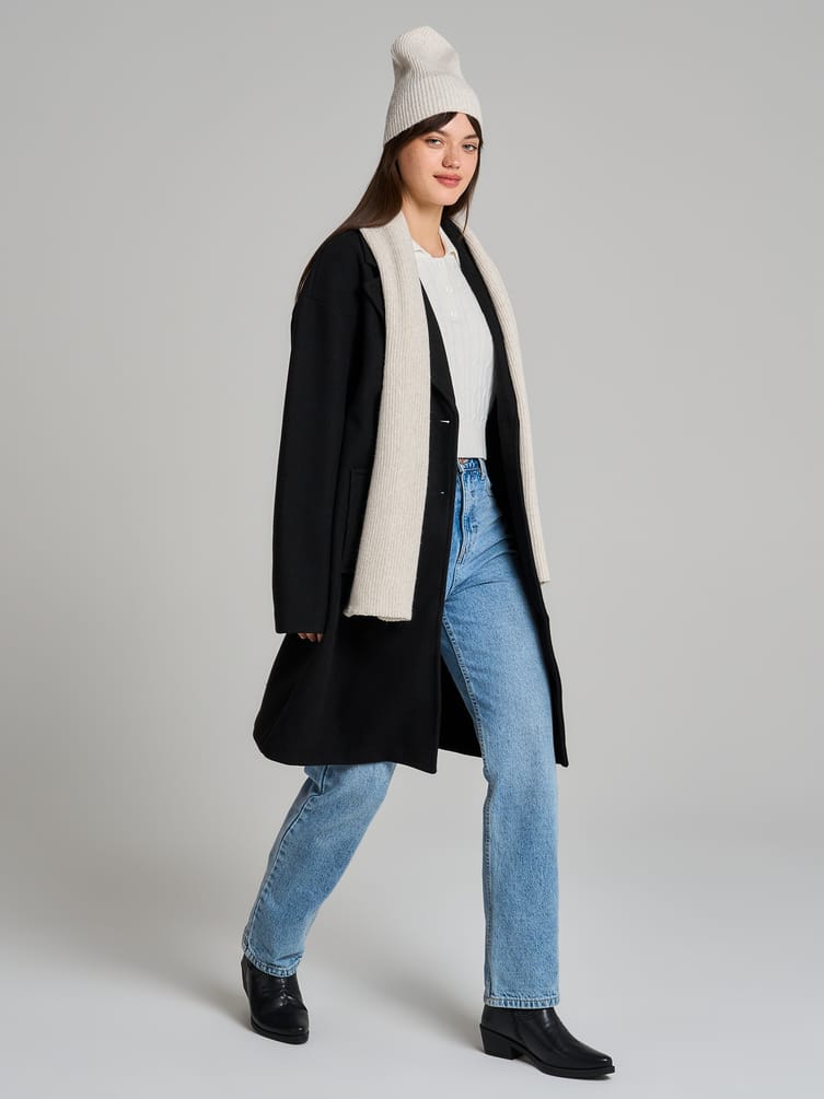 Зимний однотонный шарф