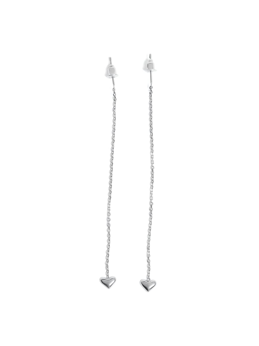 Серьги длинные цепочки с сердечком