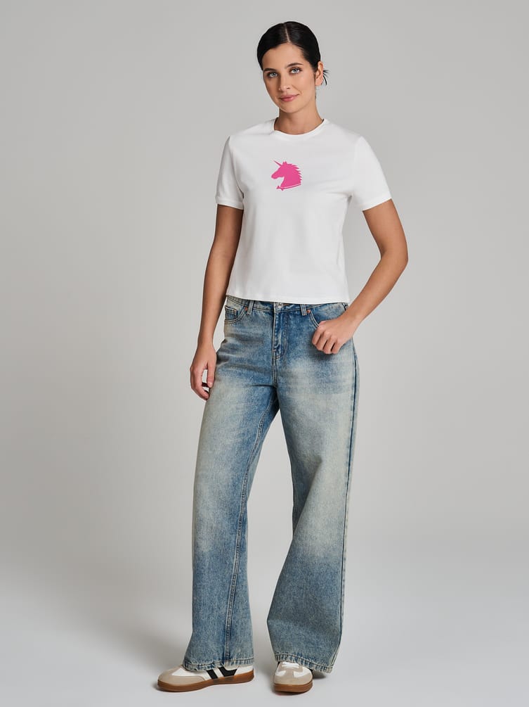 Футболка из хлопка с принтом единорога