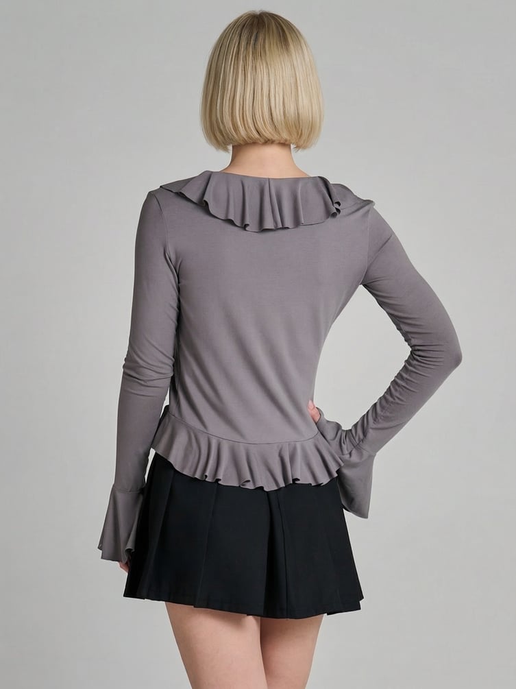 Кардиган на завязках с рюшами