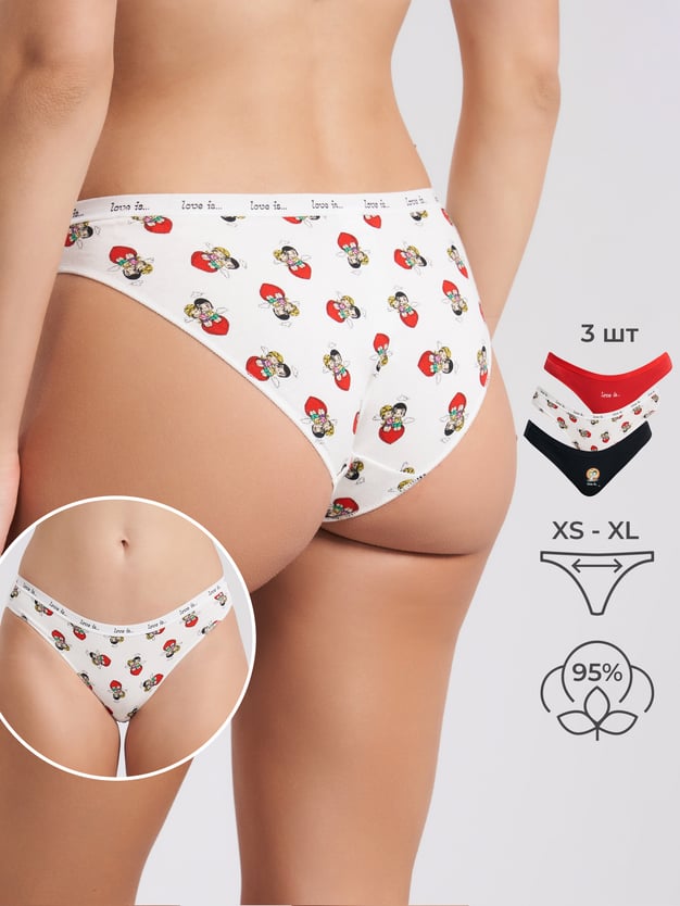 Трусы 3 шт слипы с принтом Love is