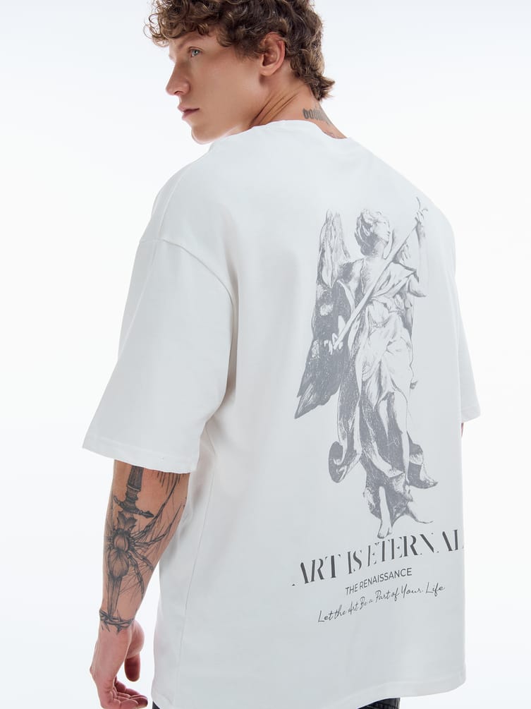 Хлопковая футболка с принтом на спине