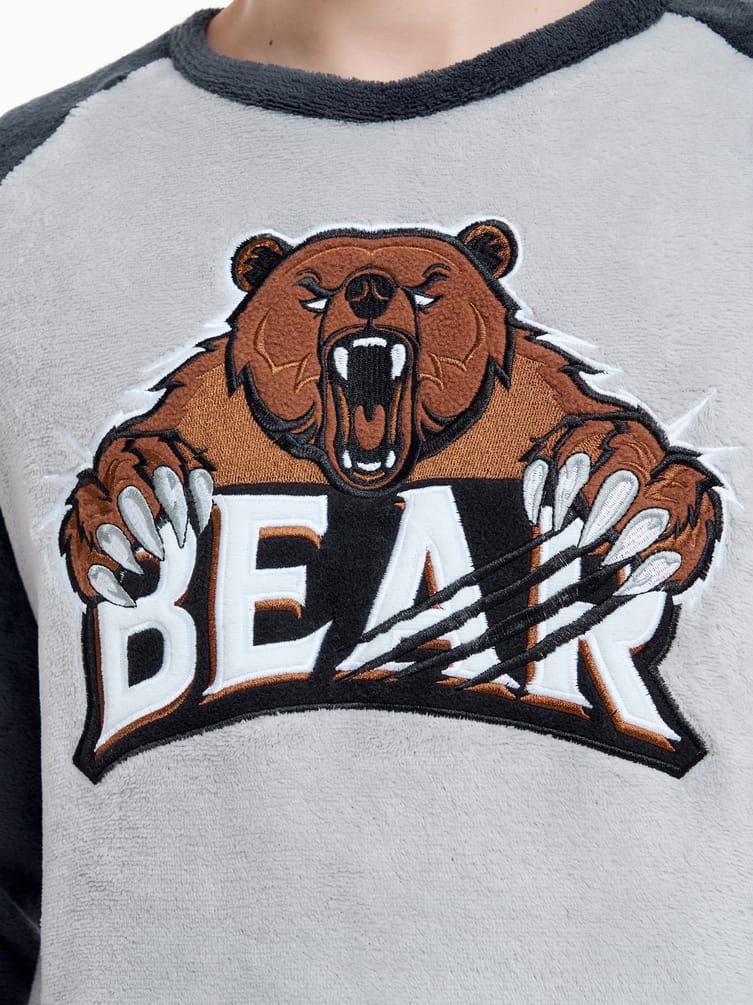 Плюшевая пижама с вышивкой медведя